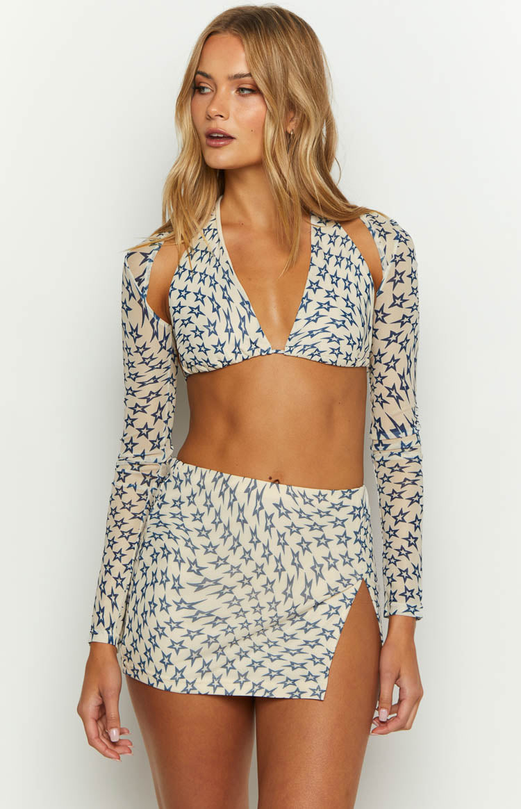 High Volume Star Print Mini Skirt