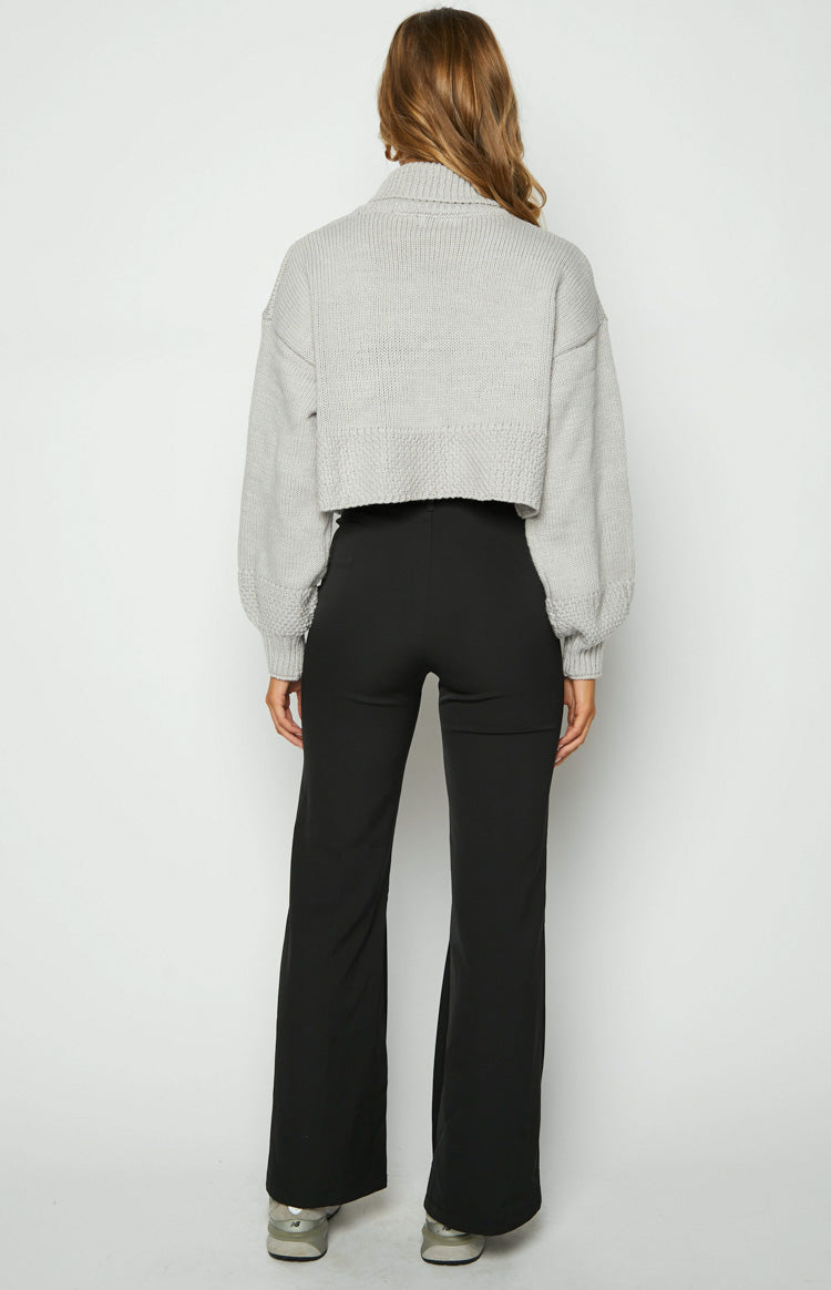 Katrine Black Split Hem Pants