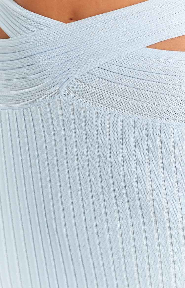 Mylah Blue Rib Knit Midi Skirt