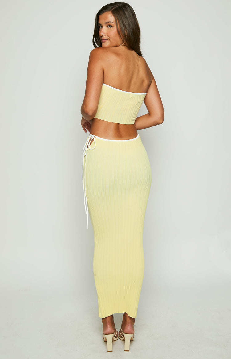 Pia Yellow Contrast Bind Knit Tube Top